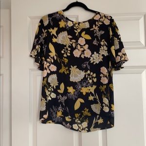 Black and yellow flowered blouse from Loft